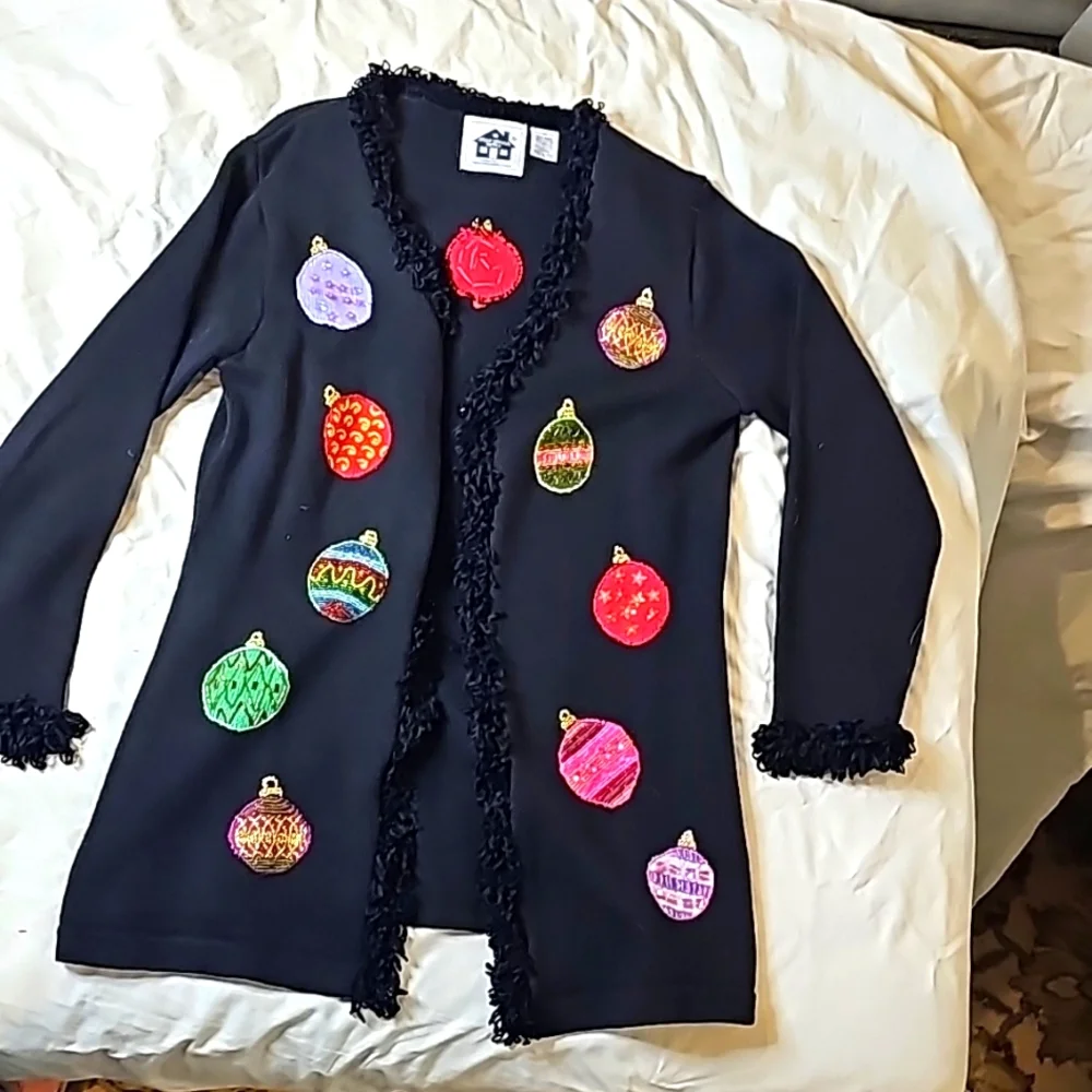 EUC: CHRISTMAS Sweater Storybook Knits Size M 3/4 length - Picture 1 of 7